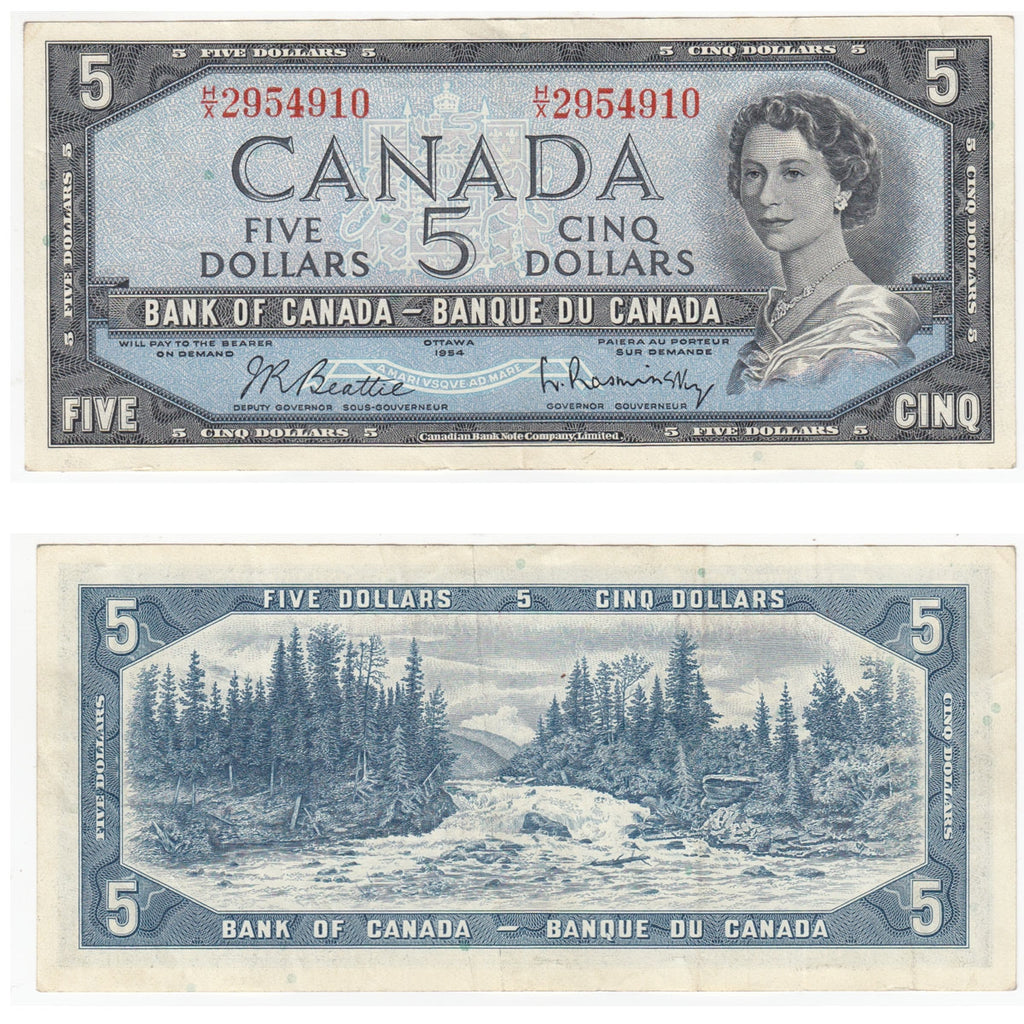 BC-39b 1954 Canada $5 Beattie-Rasminsky, H/X, VF