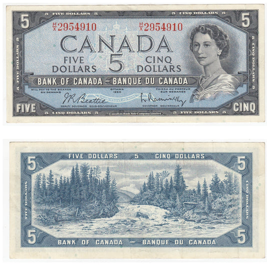 BC-39b 1954 Canada $5 Beattie-Rasminsky, H/X, VF