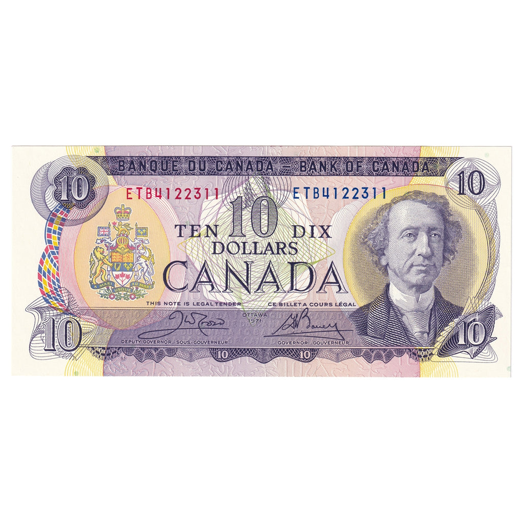 BC-49d 1971 Canada $10 Crow-Bouey, ETB, AU-UNC (AU55)