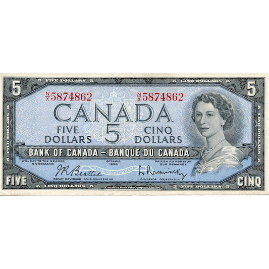 BC-39b 1954 Canada $5 Beattie-Rasminsky, N/X, EF