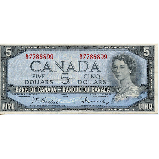 BC-39b 1954 Canada $5 Beattie-Rasminsky, N/X, Very Fine (VF20)