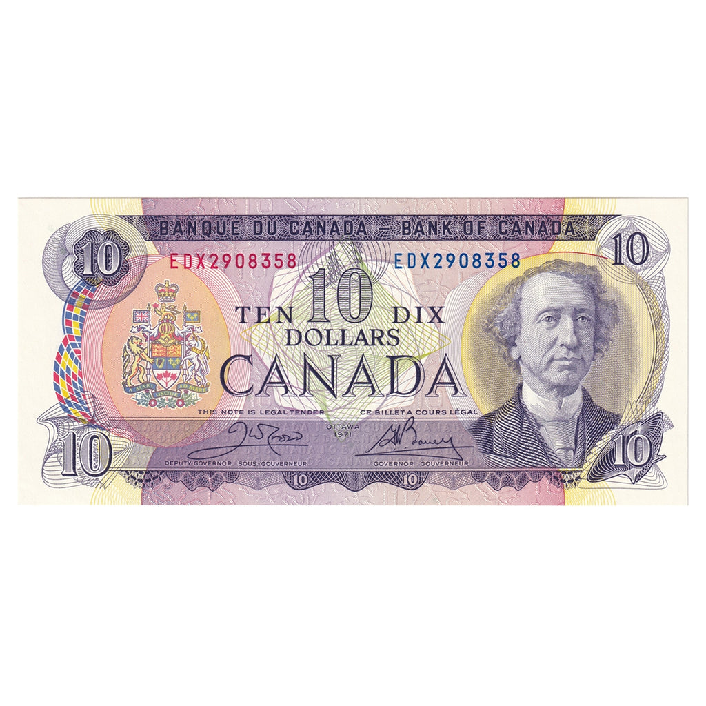 BC-49dA 1971 Canada $10 Crow-Bouey, EDX, Lithographed, Choice Uncirculated (CUNC63)