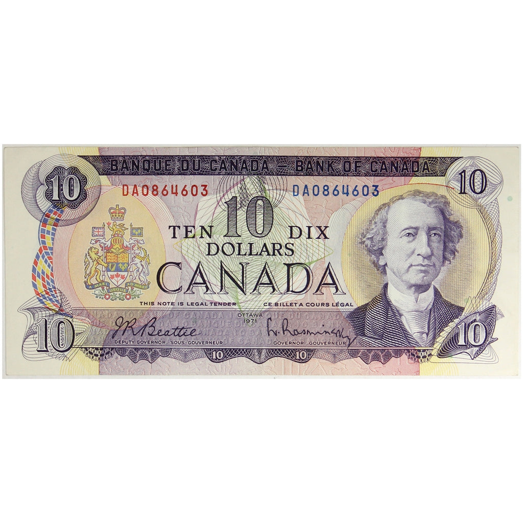BC-49a 1971 Canada $10 Beattie-Rasminsky, DA, Extra Fine (EF40)