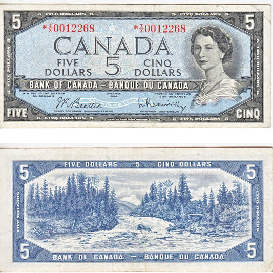 BC-39bA 1954 Canada $5 Beattie-Rasminsky, *I/X, VF