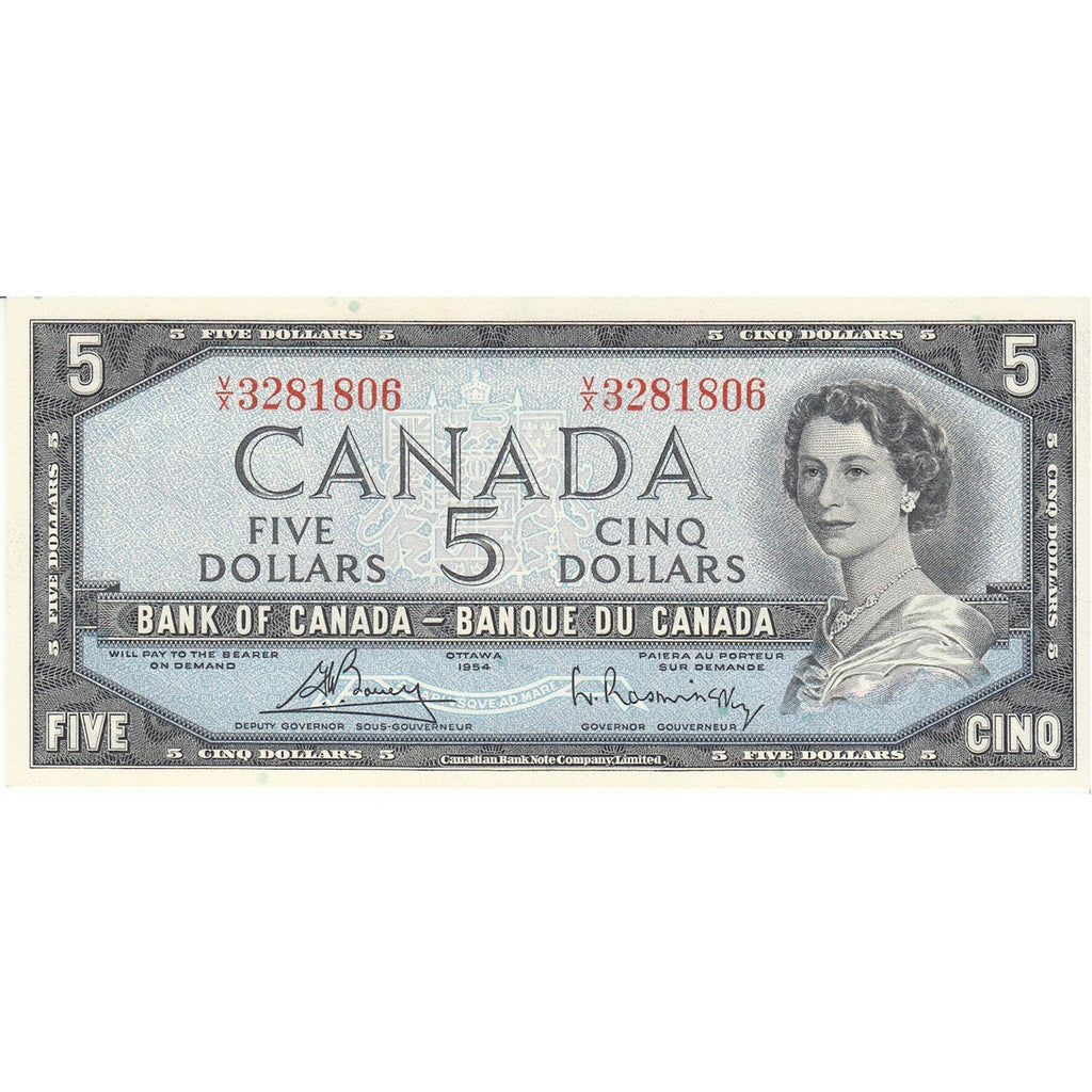 BC-39c 1954 Canada $5 Bouey-Rasminsky, V/X, Choice Uncirculated (CUNC63)
