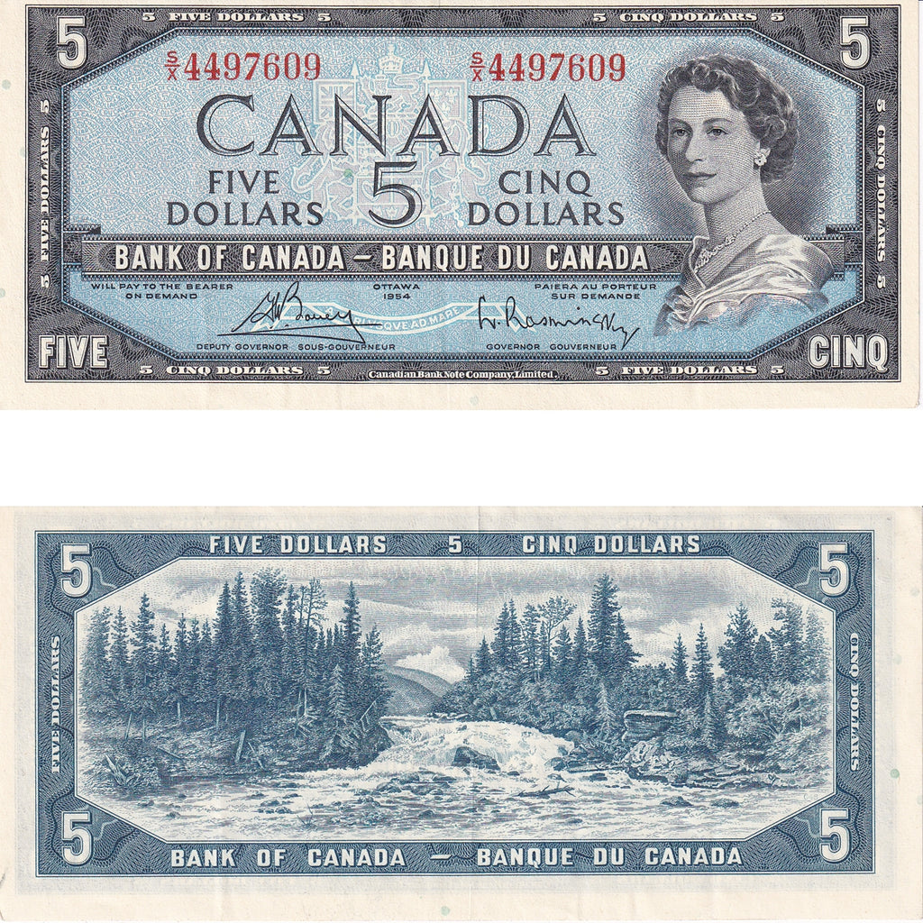 BC-39c 1954 Canada $5 Bouey-Rasminsky, S/X, Extra Fine (EF40)
