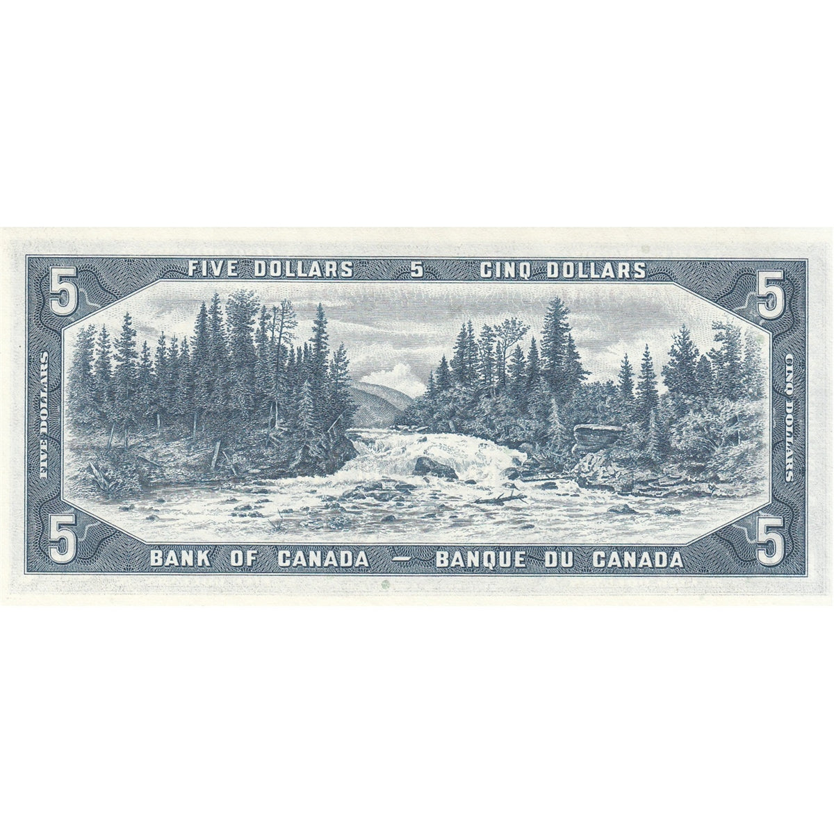 BC-39c 1954 Canada $5 Bouey-Rasminsky, R/X, Almost Uncirculated (AU50)