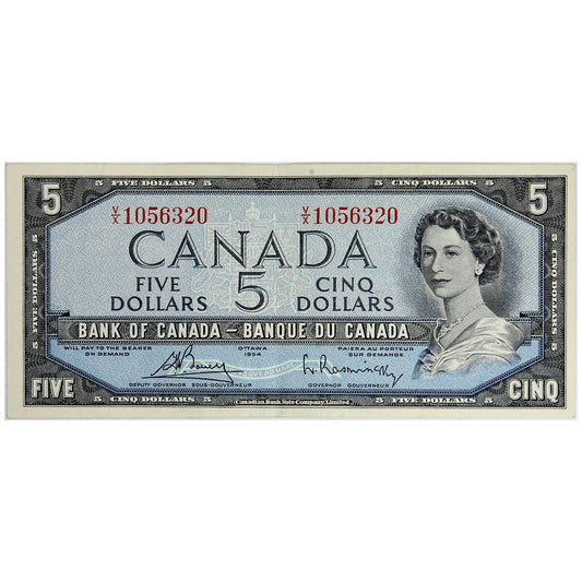 BC-39c 1954 Canada $5 Bouey-Rasminsky, V/X, Extra Fine (EF40)