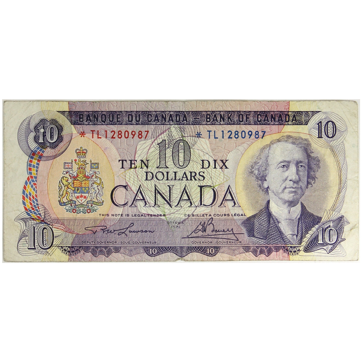 BC-49cA 1971 Canada $10 Lawson-Bouey, *TL, Circ