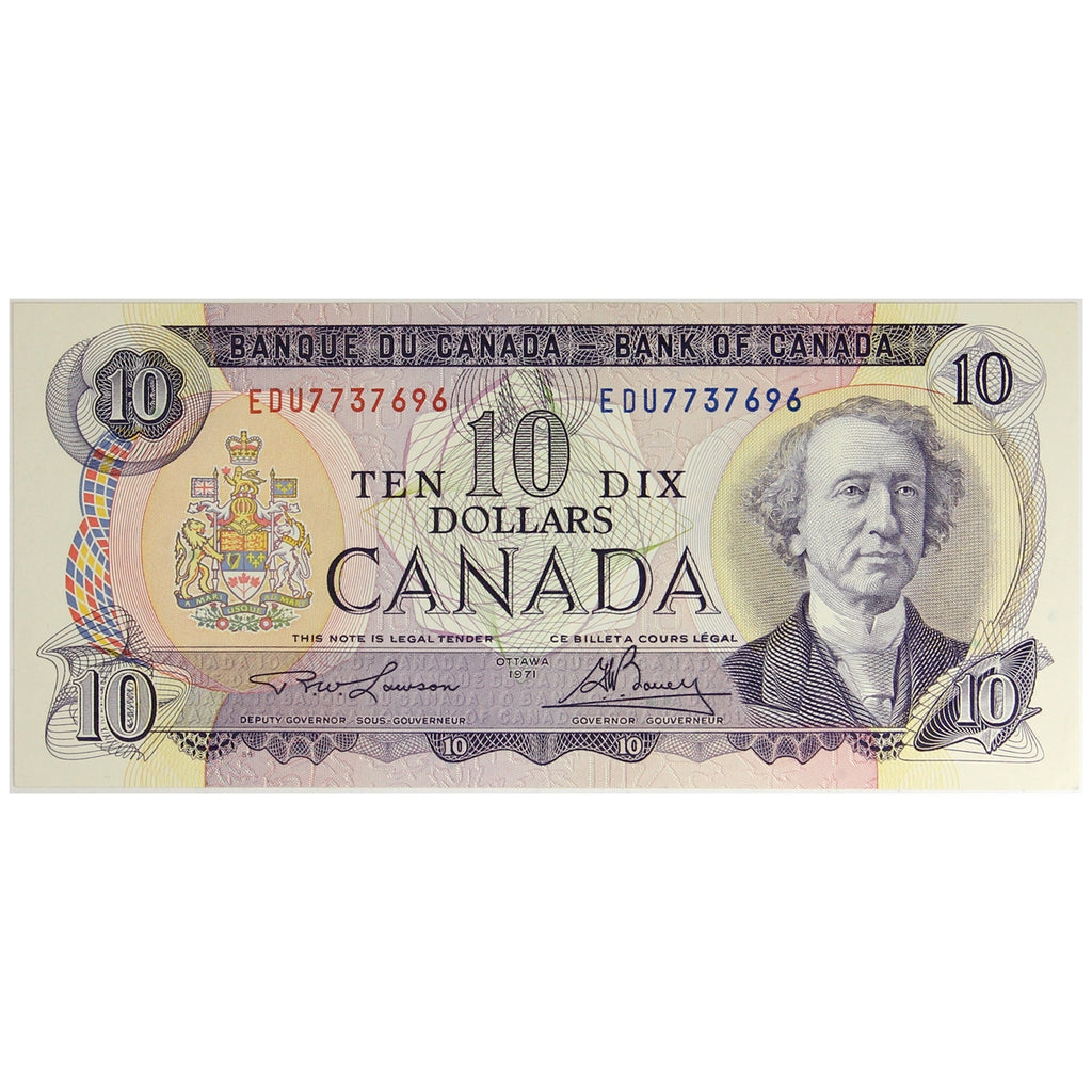 BC-49c-i 1971 Canada $10 Lawson-Bouey, EDU, AU-UNC (AU55)