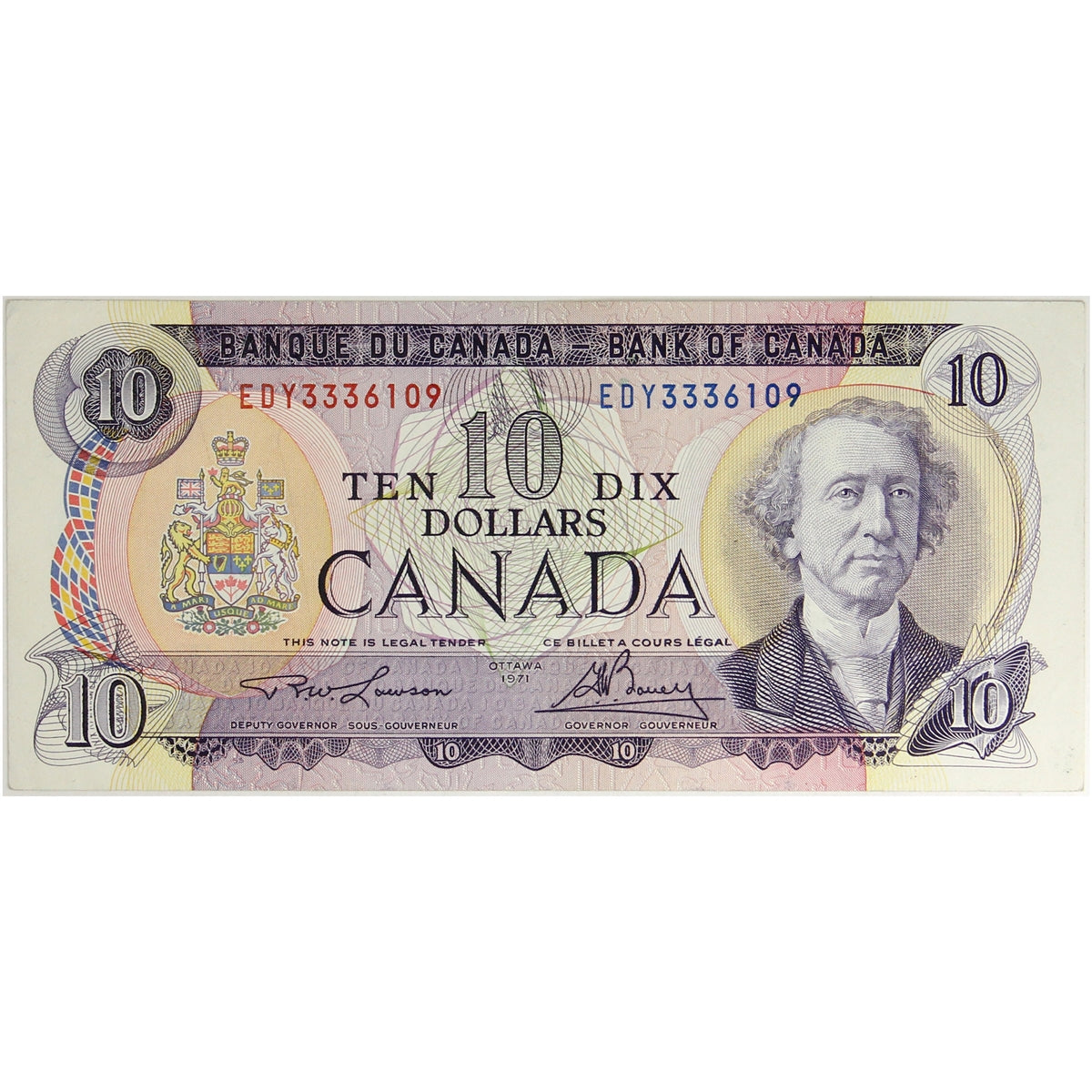 BC-49c-i 1971 Canada $10 Lawson-Bouey, EDY, Extra Fine (EF40)