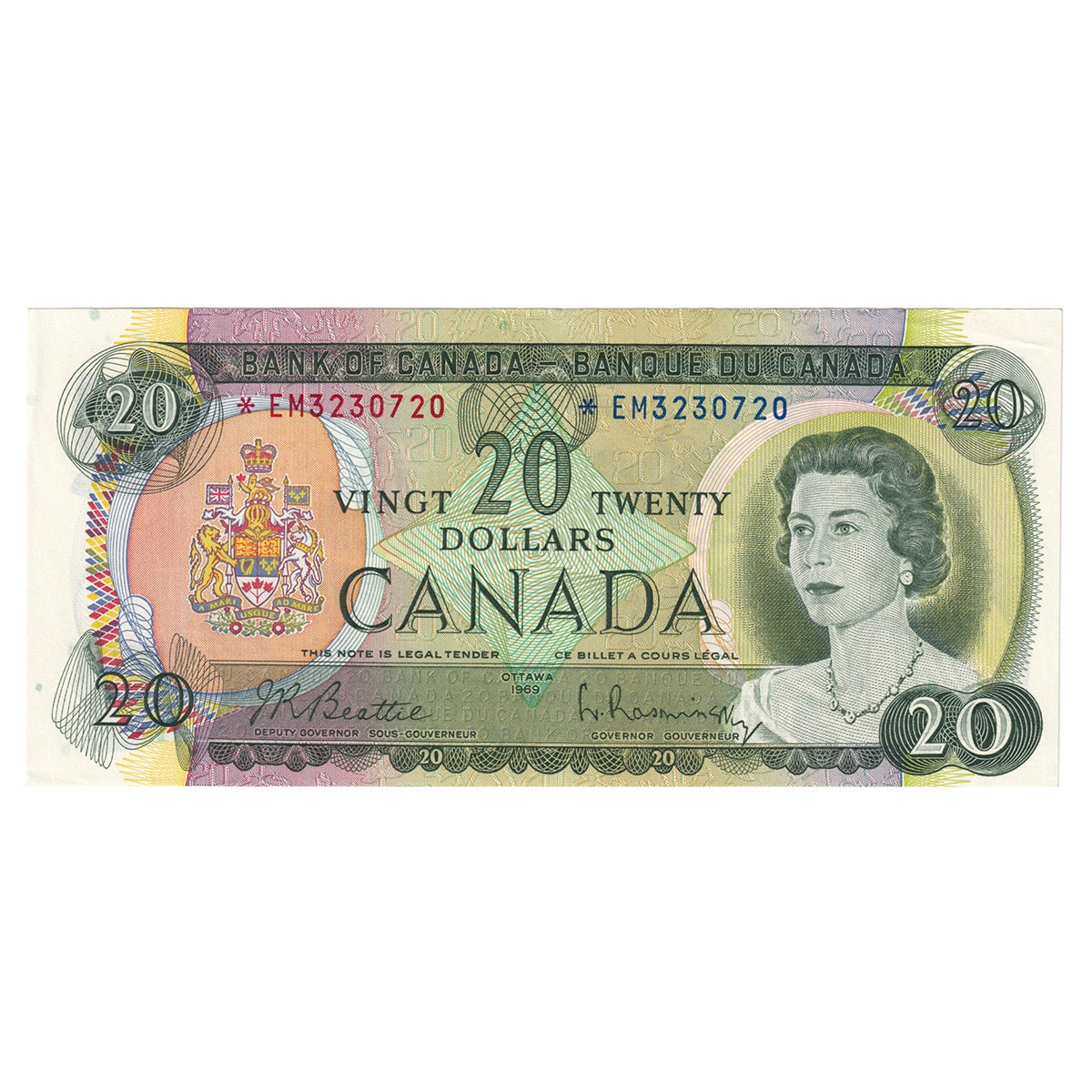 BC-50aA 1969 Canada $20 Beattie-Rasminsky, *EM, AU