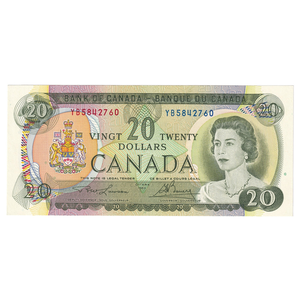 BC-50b 1969 Canada $20 Lawson-Bouey, YB, AU-UNC (AU55)