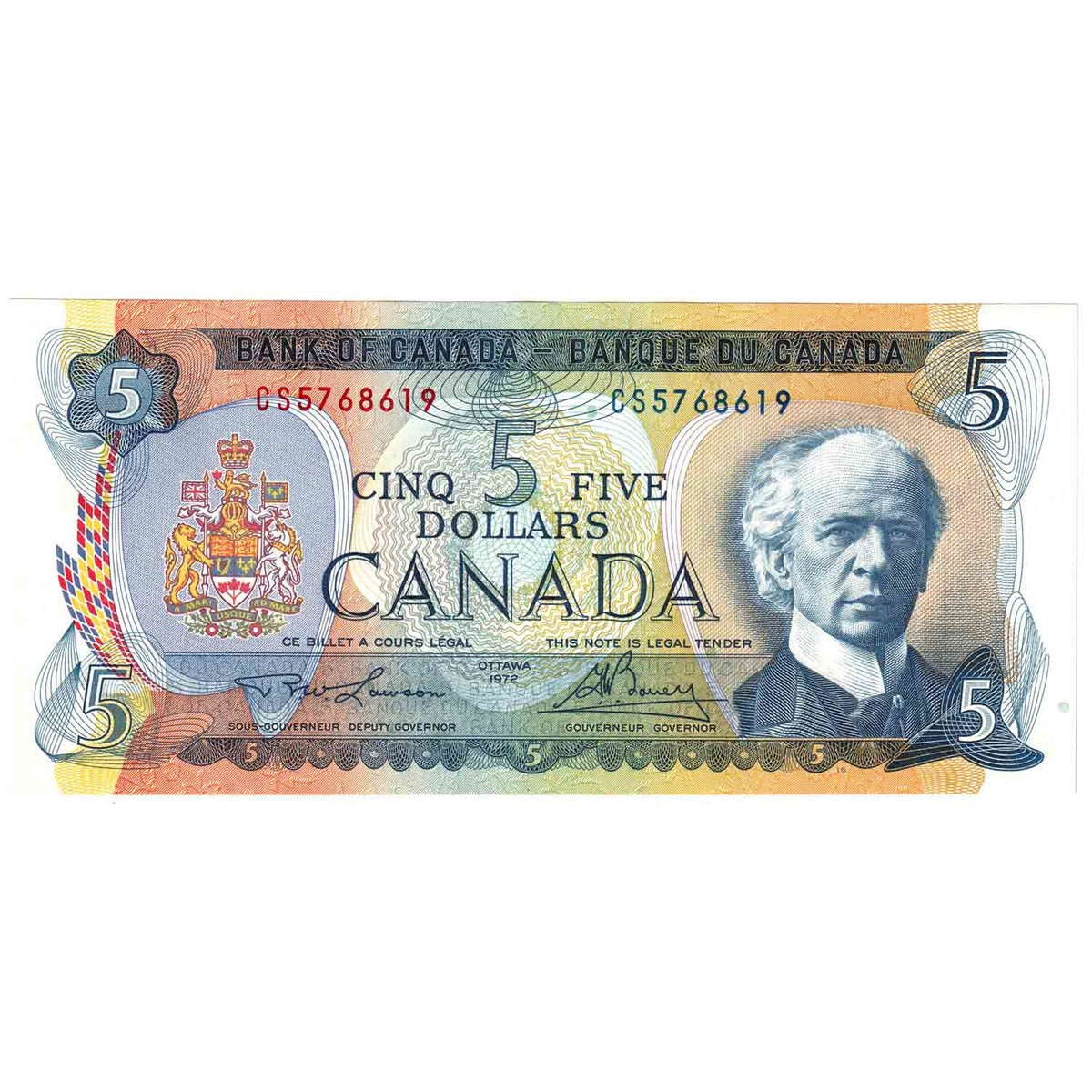 BC-48b 1972 Canada $5 Lawson-Bouey, CS, Uncirculated (MS60)