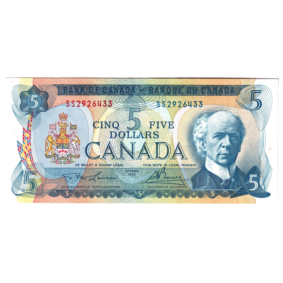 BC-48b 1972 Canada $5 Lawson-Bouey, SS, AU-UNC (AU55)