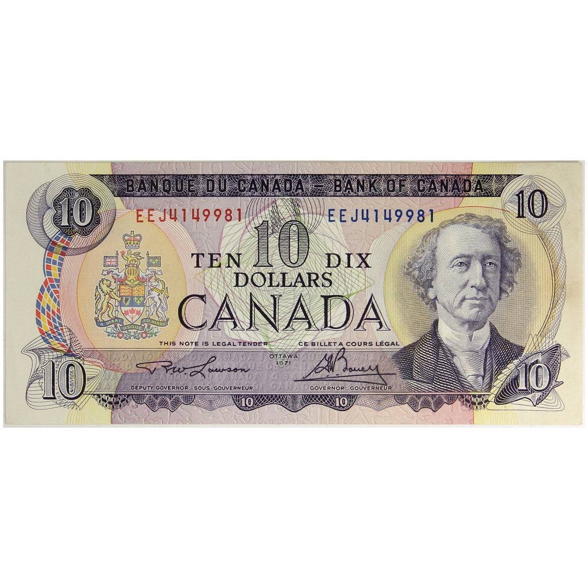 BC-49c 1971 Canada $10 Lawson-Bouey, EEJ, EF-AU (EF45)