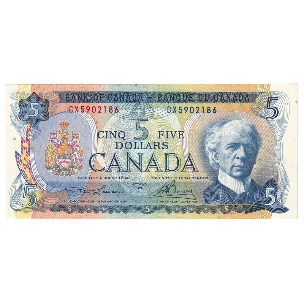 BC-48b 1972 Canada $5 Lawson-Bouey, CX, Almost Uncirculated (AU50)