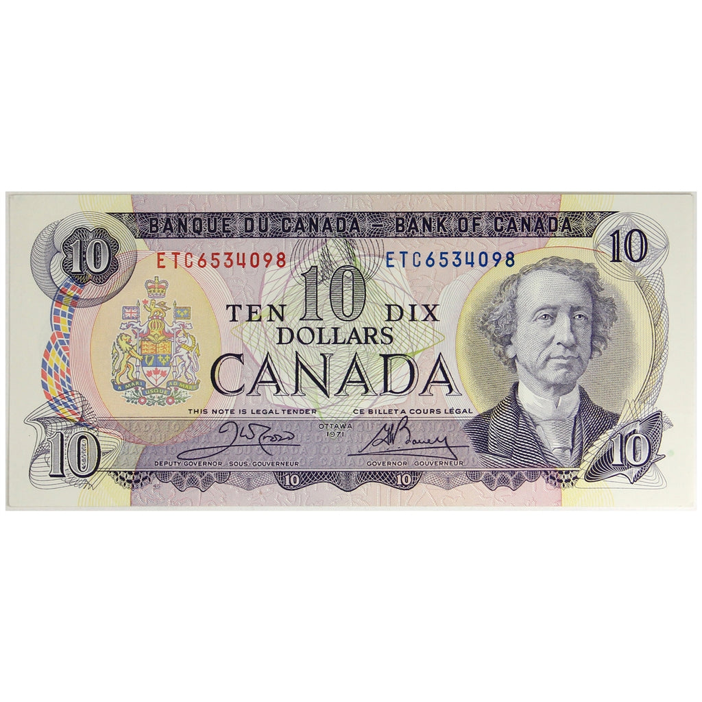 BC-49d 1971 Canada $10 Crow-Bouey, ETC, Almost Uncirculated (AU50)