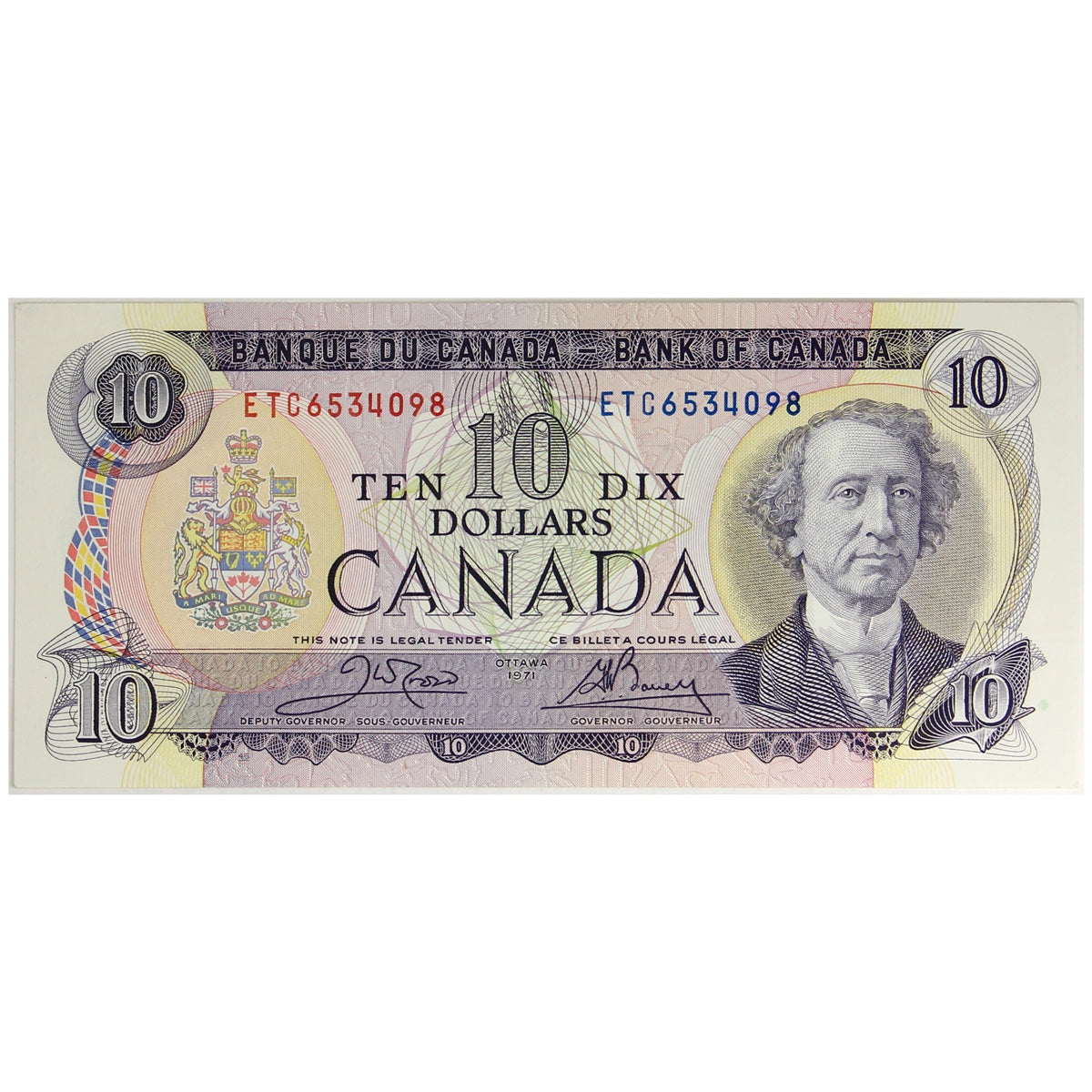 BC-49d 1971 Canada $10 Crow-Bouey, ETC, Almost Uncirculated (AU50)