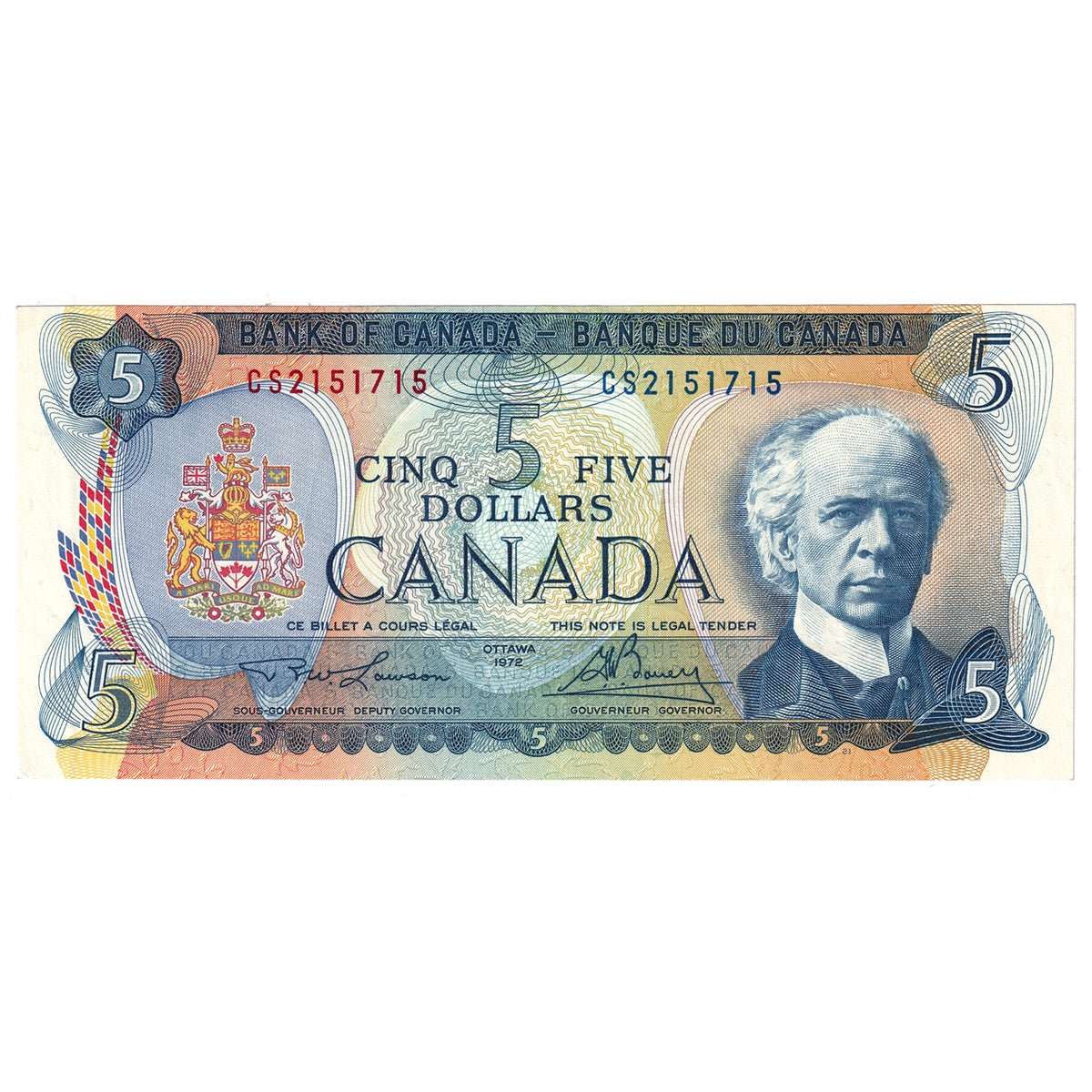 BC-48b 1972 Canada $5 Lawson-Bouey, CS, VF-EF (VF30)