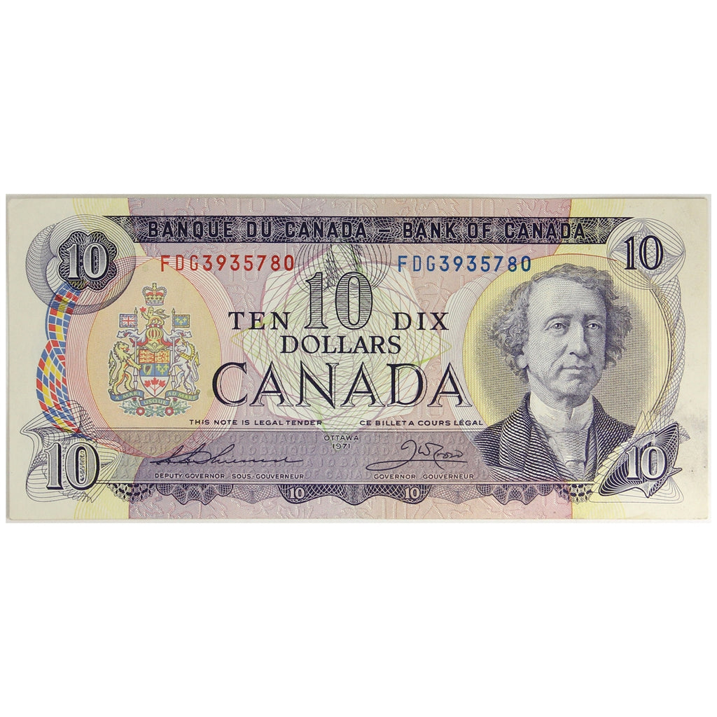 BC-49e 1971 Canada $10 Thiessen-Crow, FDG, Circ
