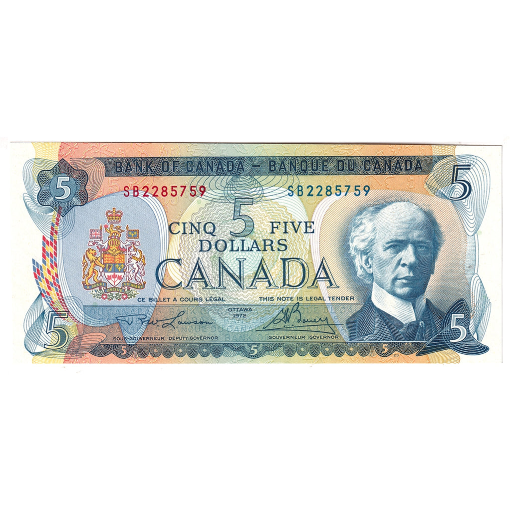 BC-48b 1972 Canada $5 Lawson-Bouey, SB, Almost Uncirculated (AU50)