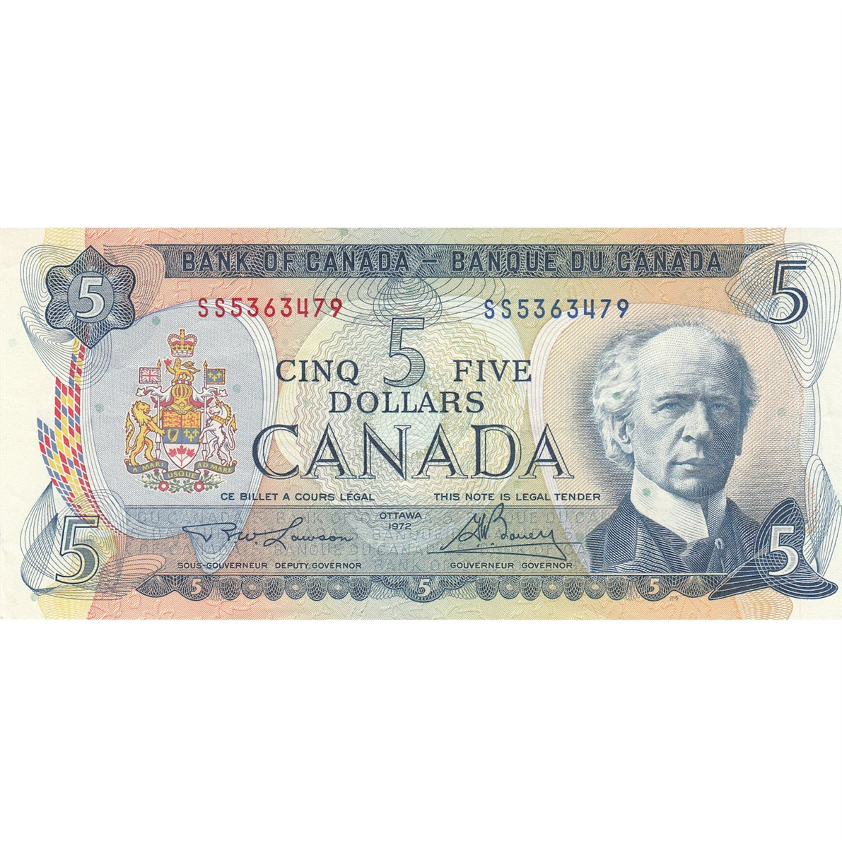 BC-48b 1972 Canada $5 Lawson-Bouey, SS, VF-EF (VF30)