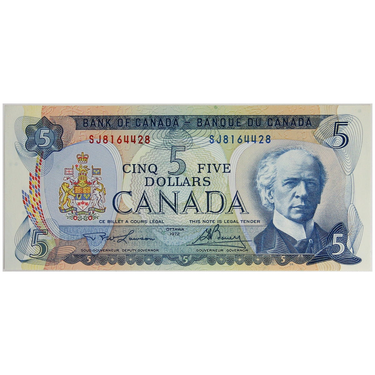 BC-48b 1972 Canada $5 Lawson-Bouey, SJ, Uncirculated (MS60)