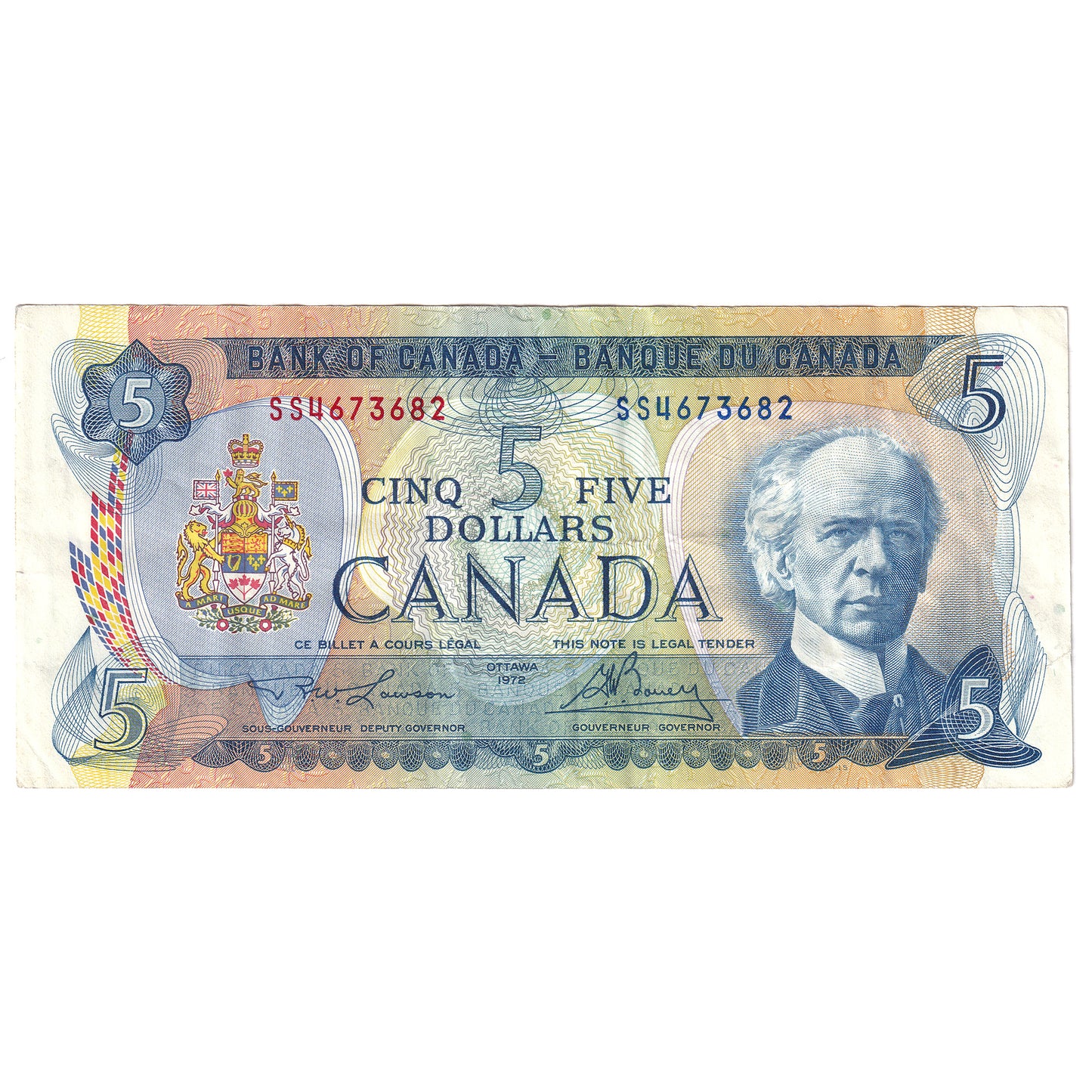 BC-48b 1972 Canada $5 Lawson-Bouey, SS, circ