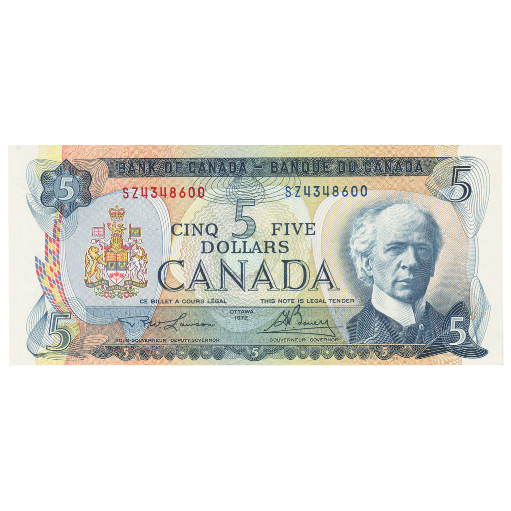 BC-48b 1972 Canada $5 Lawson-Bouey, SZ, Almost Uncirculated (AU50)