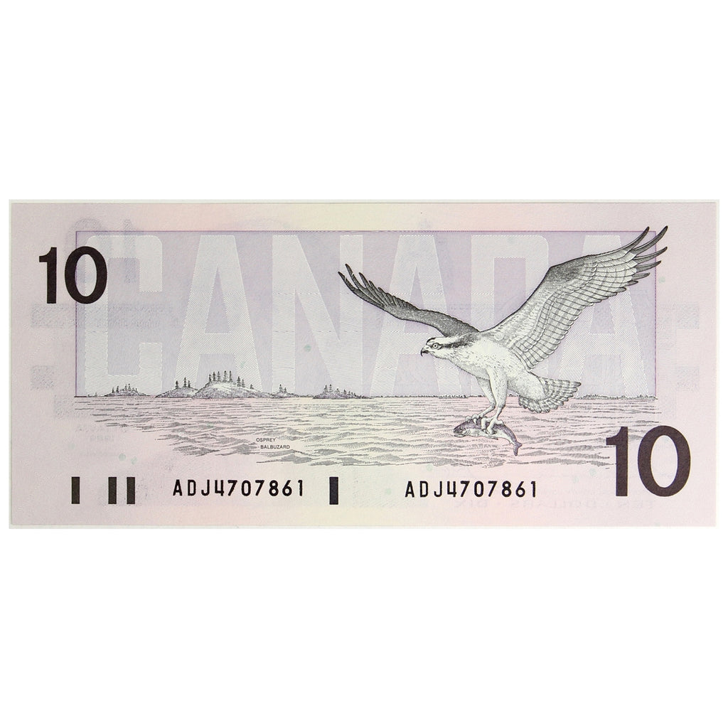 BC-57a 1989 Canada $10 Thiessen-Crow, ADJ, Choice Uncirculated (CUNC63)