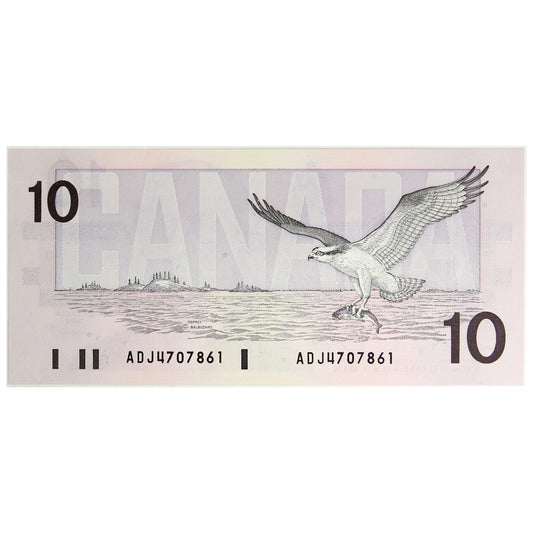 BC-57a 1989 Canada $10 Thiessen-Crow, ADJ, Choice Uncirculated (CUNC63)