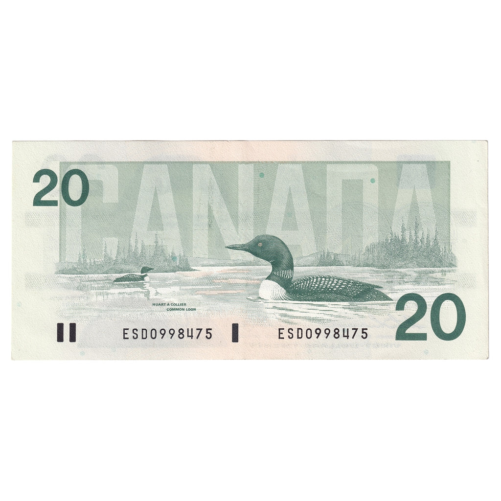 BC-58a 1991 Canada $20 Thiessen-Crow, ESD, Almost Uncirculated (AU50)