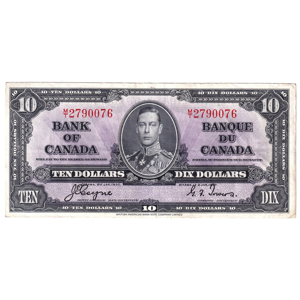 BC-24c 1937 Canada $10 Coyne-Towers, M/T, EF