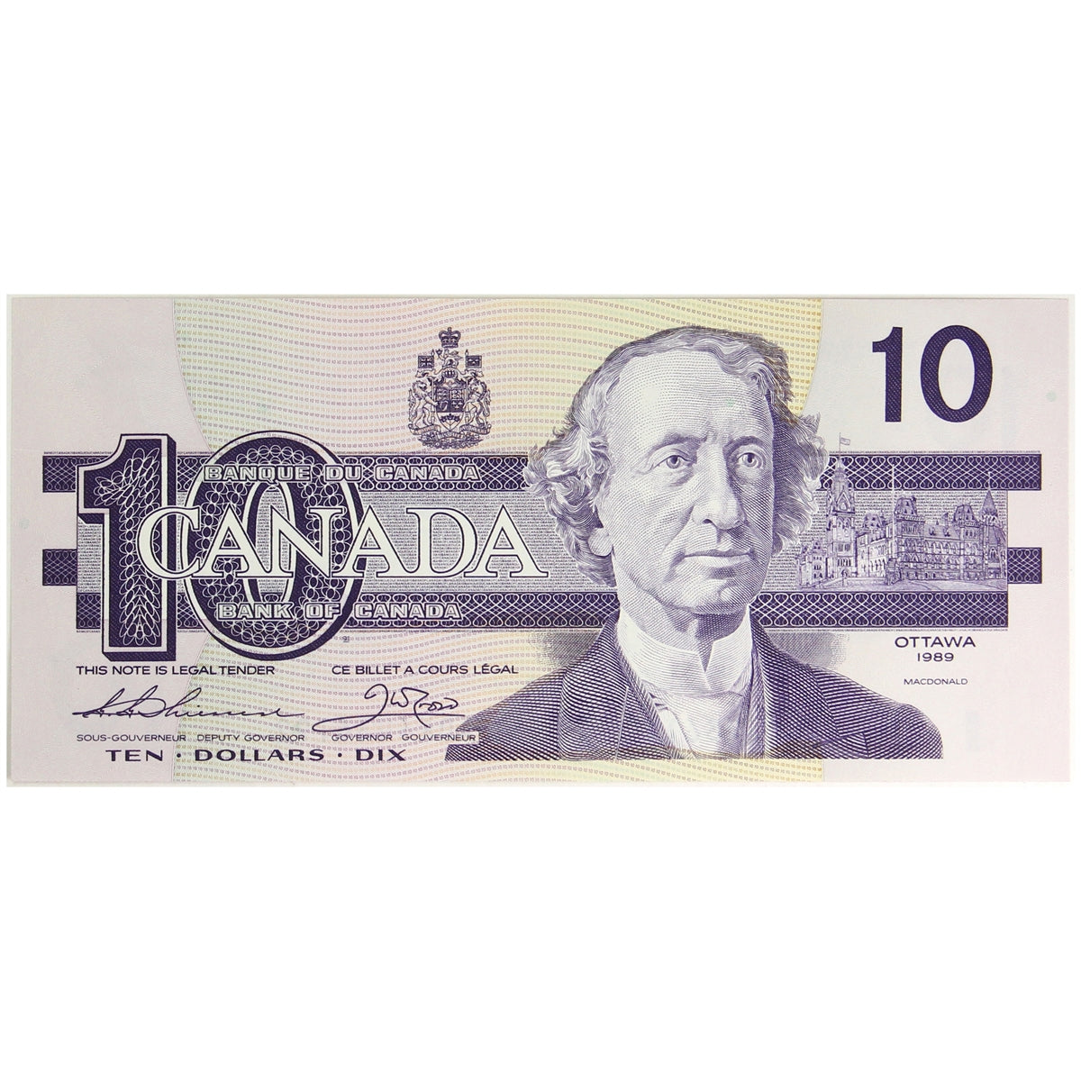 BC-57a 1989 Canada $10 Thiessen-Crow, ADK, Choice Uncirculated (CUNC63)