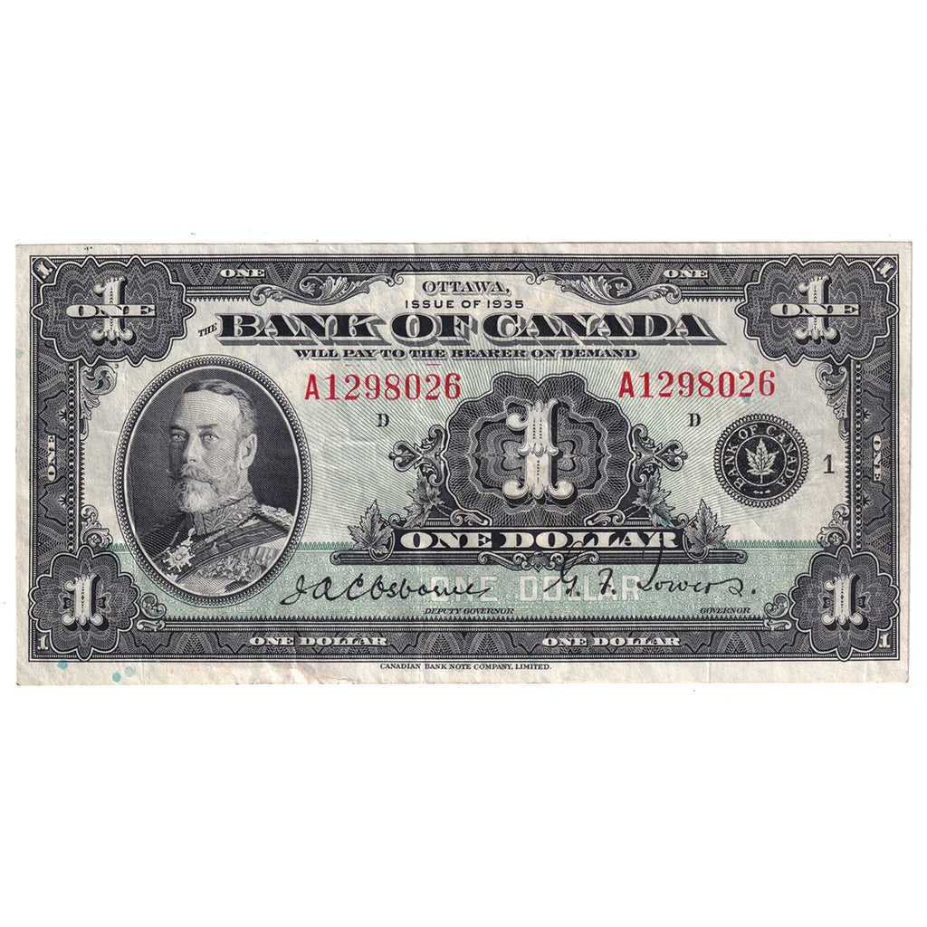 BC-1 1935 Canada $1 Osborne-Towers, English, Series A, EF