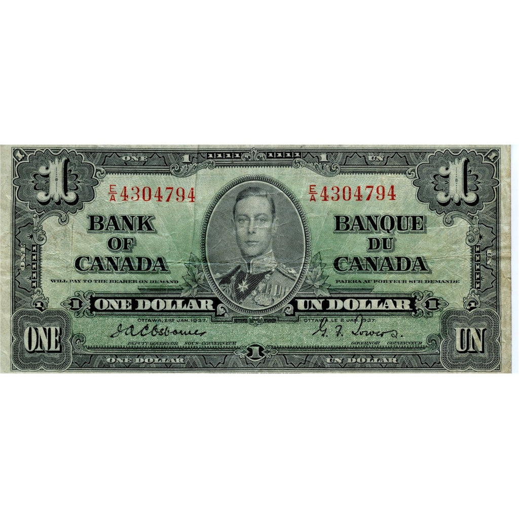 BC-21a 1937 Canada $1 Osborne-Towers, E/A, F-VF (F15)