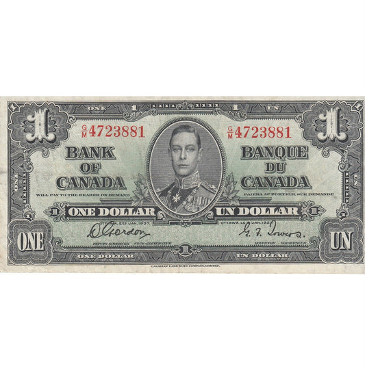 BC-21c 1937 Canada $1 Gordon-Towers, G/M, VF