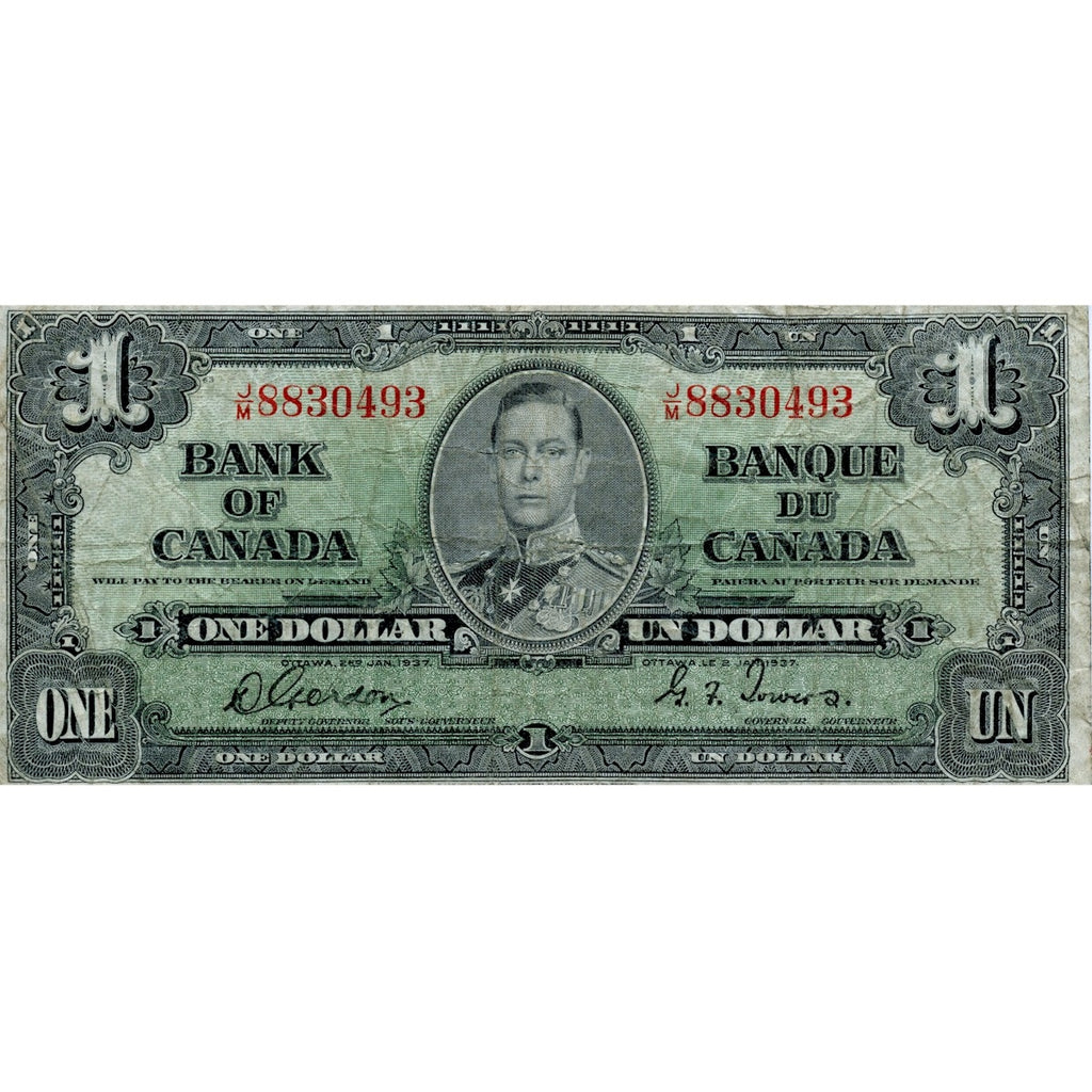 BC-21c 1937 Canada $1 Gordon-Towers, J/M, VG-F (VG10)