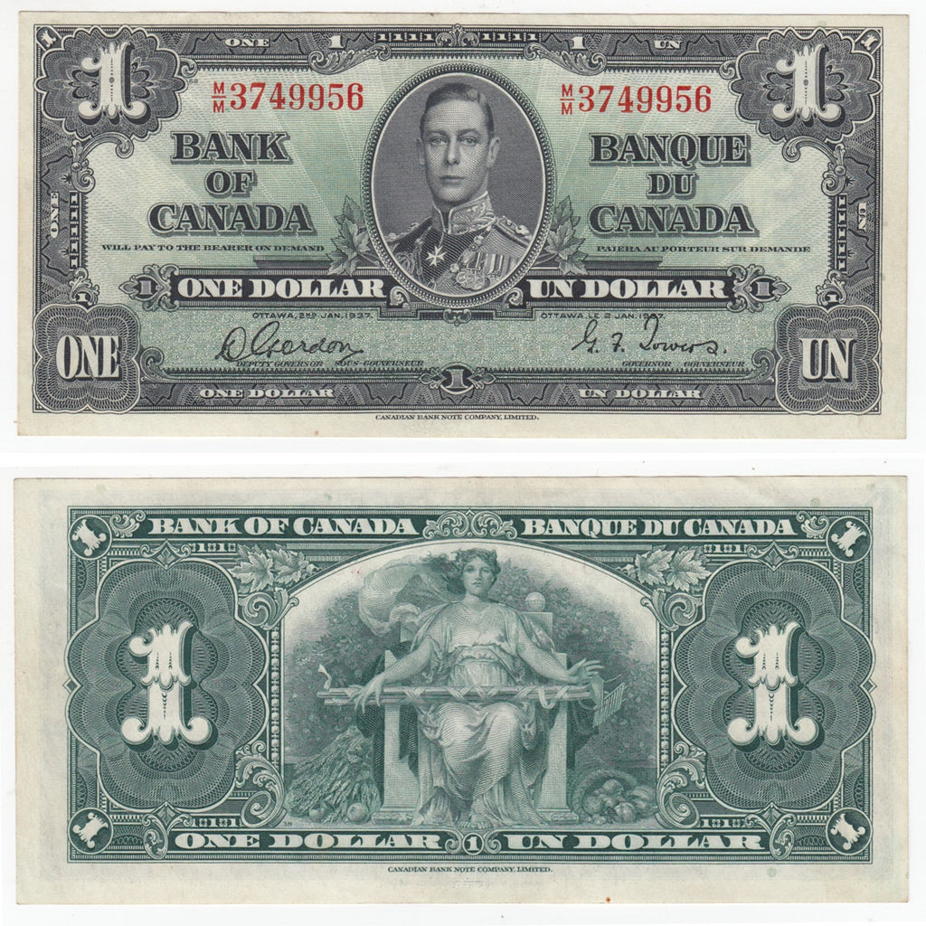 BC-21c 1937 Canada $1 Gordon-Towers, M/M, AU