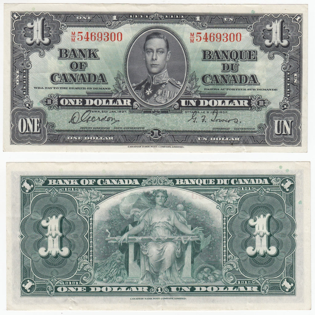BC-21c 1937 Canada $1 Gordon-Towers, M/M, VF-EF (VF30)