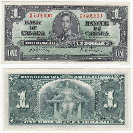 BC-21c 1937 Canada $1 Gordon-Towers, M/M, VF-EF (VF30)