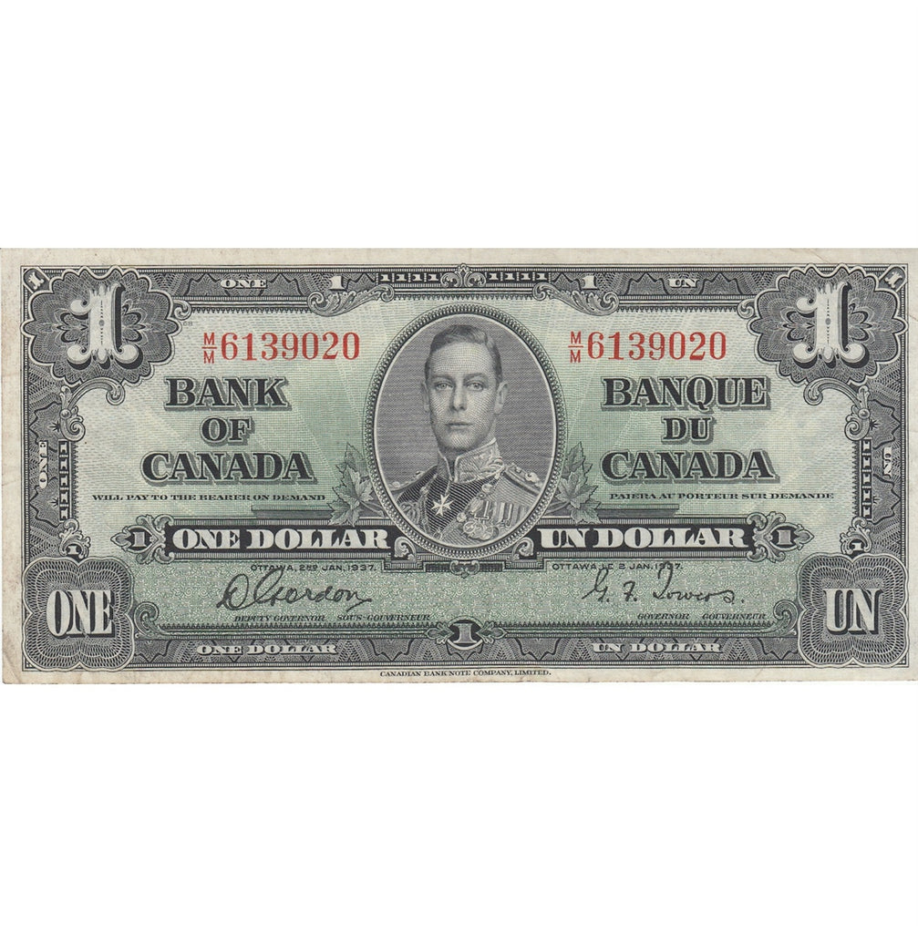 BC-21c 1937 Canada $1 Gordon-Towers, M/M, Very Fine (VF20)