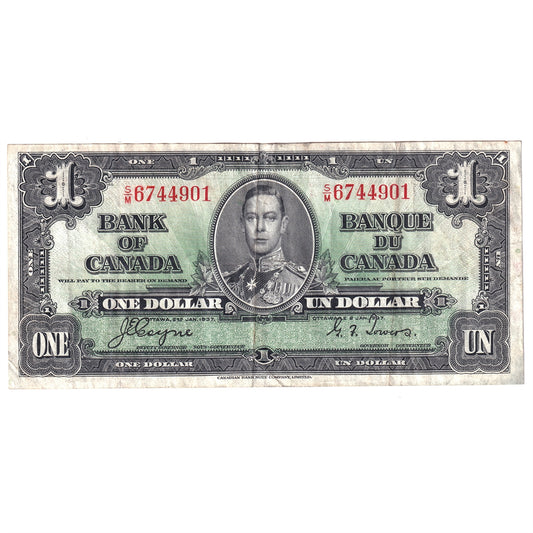 BC-21d 1937 Canada $1 Coyne-Towers, S/M, VF-EF