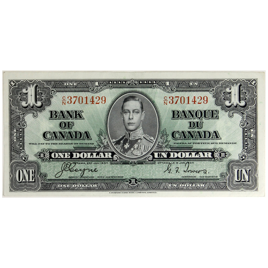 BC-21d 1937 Canada $1 Coyne-Towers, C/N, Almost Uncirculated (AU50)