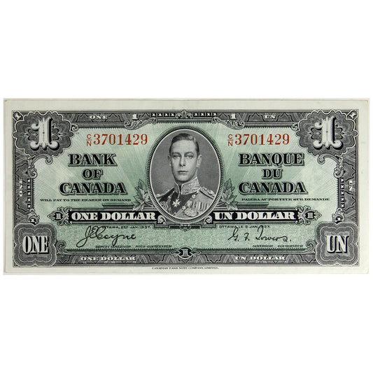 BC-21d 1937 Canada $1 Coyne-Towers, C/N, Almost Uncirculated (AU50)