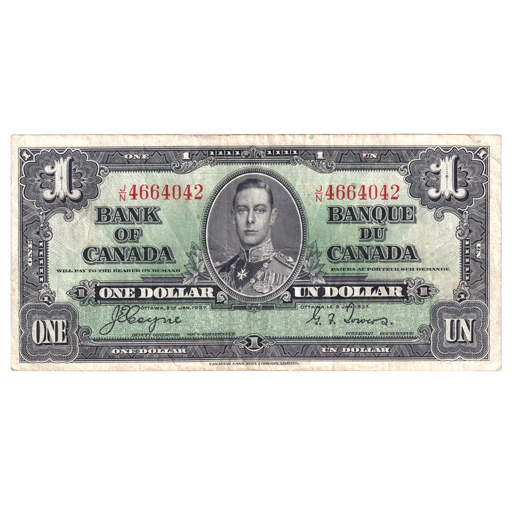 BC-21d 1937 Canada $1 Coyne-Towers, J/N, Very Fine (VF20)