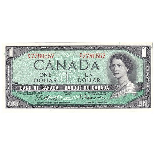 BC-37b 1954 Canada $1 Beattie-Rasminsky, F/Y, CUNC