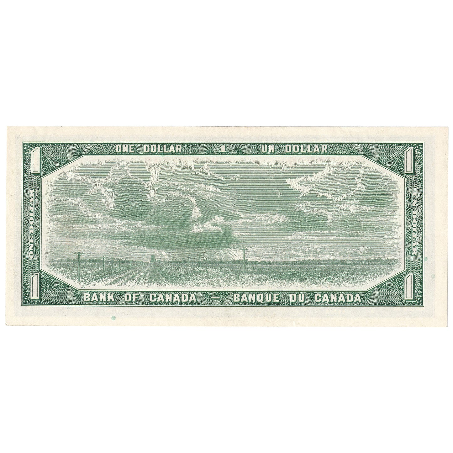 BC-37b-i 1954 Canada $1 Beattie-Rasminsky, E/F, Almost Uncirculated (AU50)