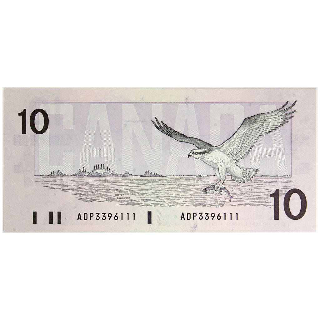 BC-57a 1989 Canada $10 Thiessen-Crow, ADP, Choice Uncirculated (CUNC63)